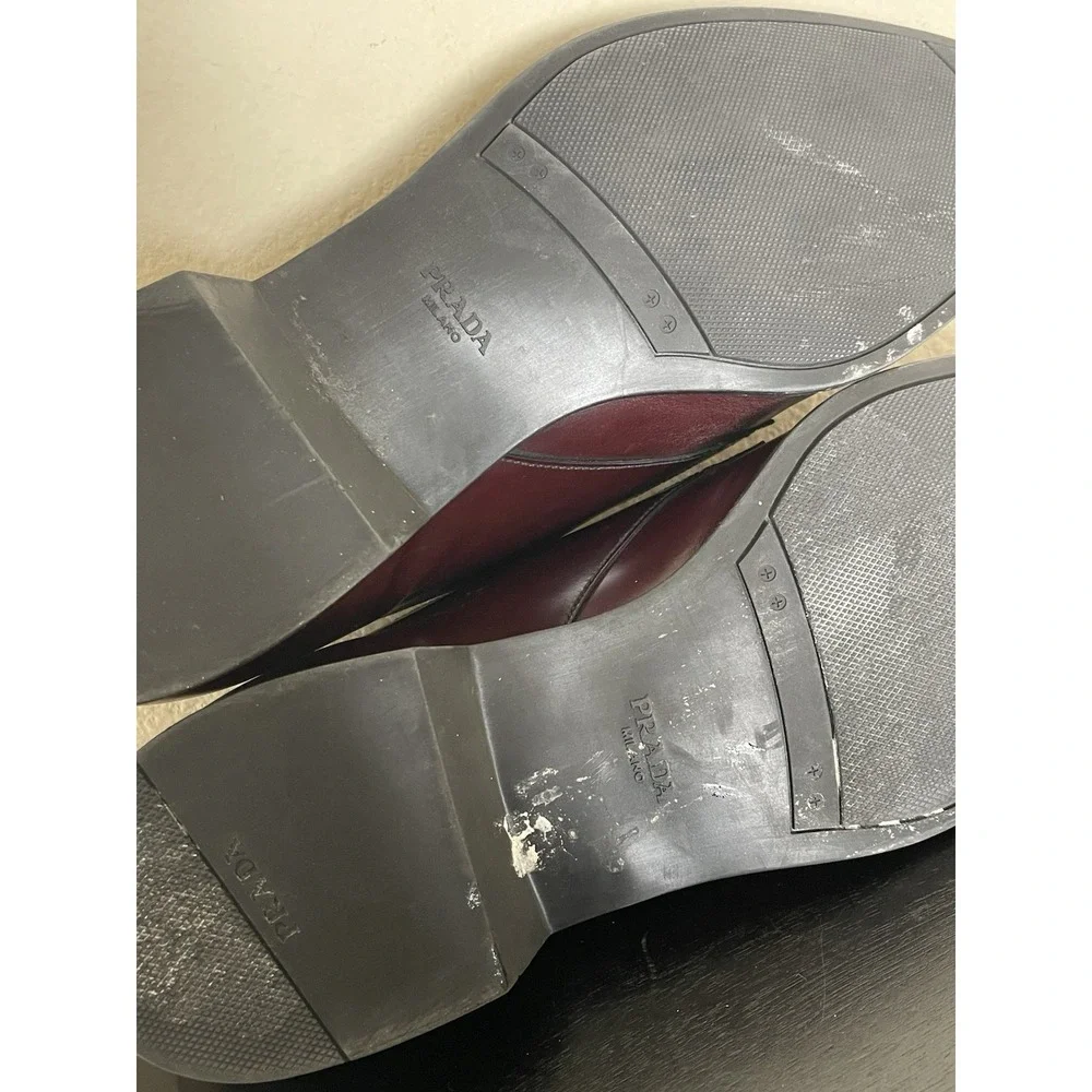 Prada Milano Vintage Lace Dress Shoes Burgundy Oxblood Men's Size 12 Preowned